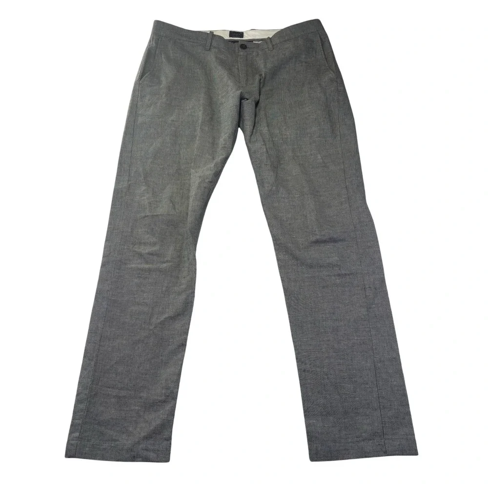 J.Crew 484 Slim Fit Pants Mens 34x32 Gray Linen Cotton Chino K6023